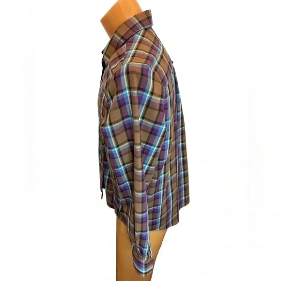 ORVIS Plaid Button Down Wrinkle Free Shirt Blue Brown Sz 14 Measurement in pics - Picture 4 of 9